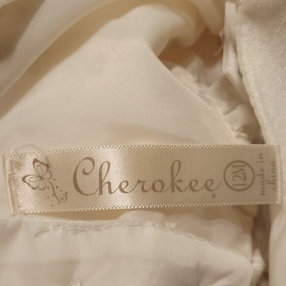 Cherokee Infant Girl Embroidered Dress, Ivory w/ Pink Flowers‎ Size 12 Months - Picture 4 of 9